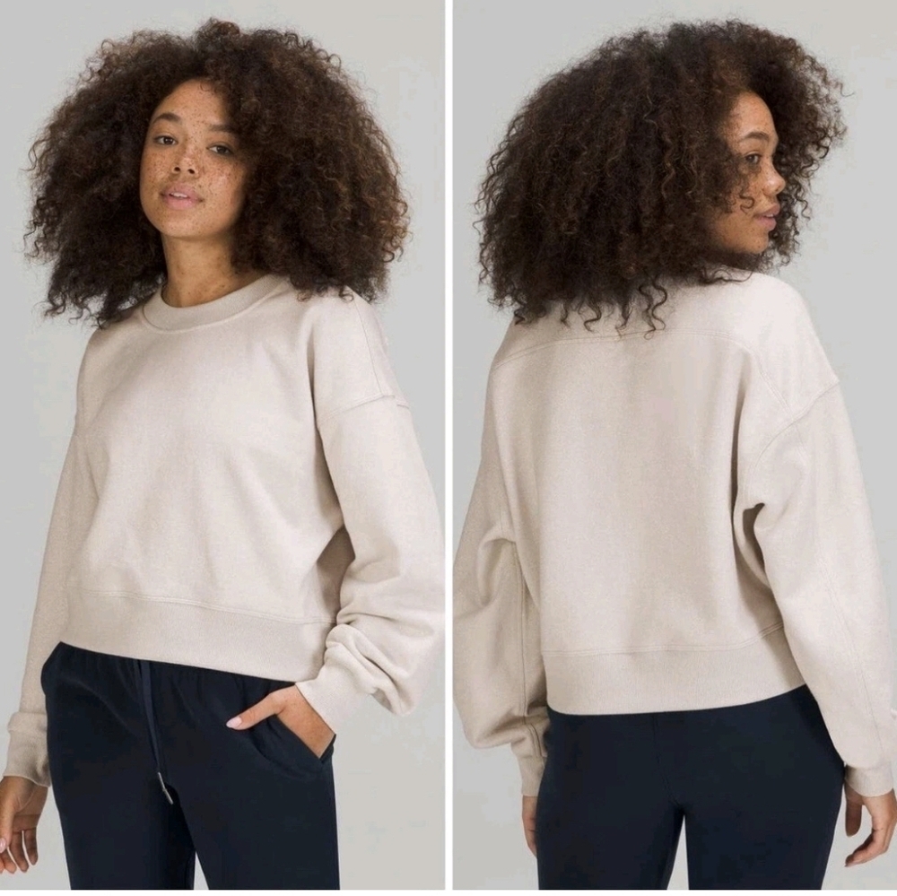 Lululemon Perfectly Oversized Cropped Crew Softstrem Bone Coloropal Size 8 NEW - Picture 2 of 7